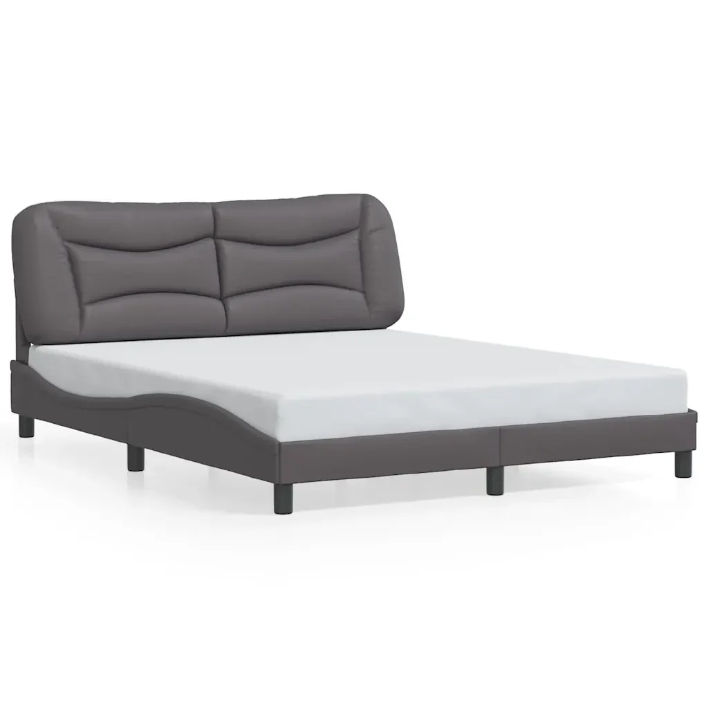 Letto matrimoniale | Letto per adulti | Giroletto senza Materasso Hvar Grigio 160x200 cm in Similpelle