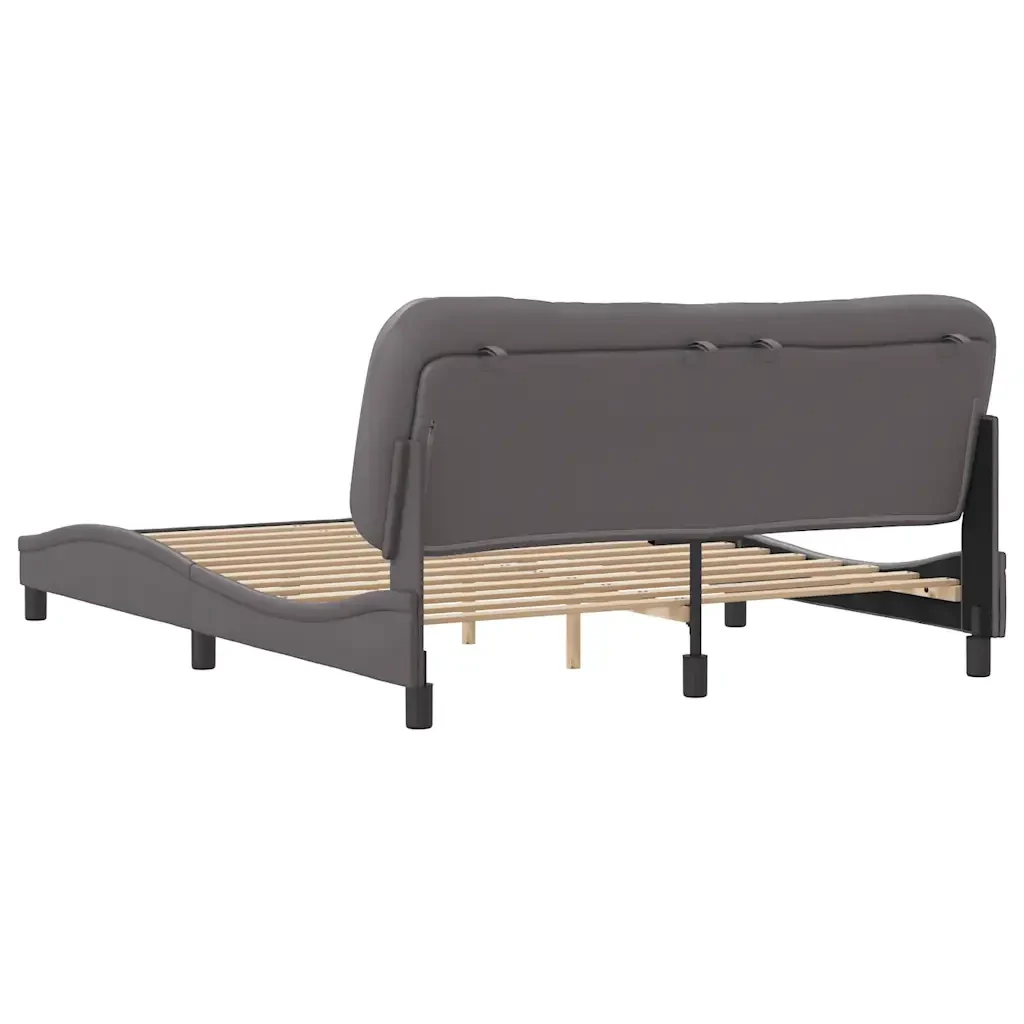 Letto matrimoniale | Letto per adulti | Giroletto senza Materasso Hvar Grigio 160x200 cm in Similpelle - Image 6
