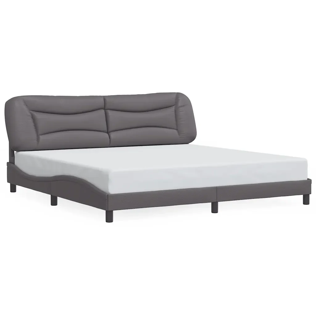 Letto matrimoniale | Letto per adulti | Giroletto senza Materasso Hvar Grigio 200x200 cm in Similpelle