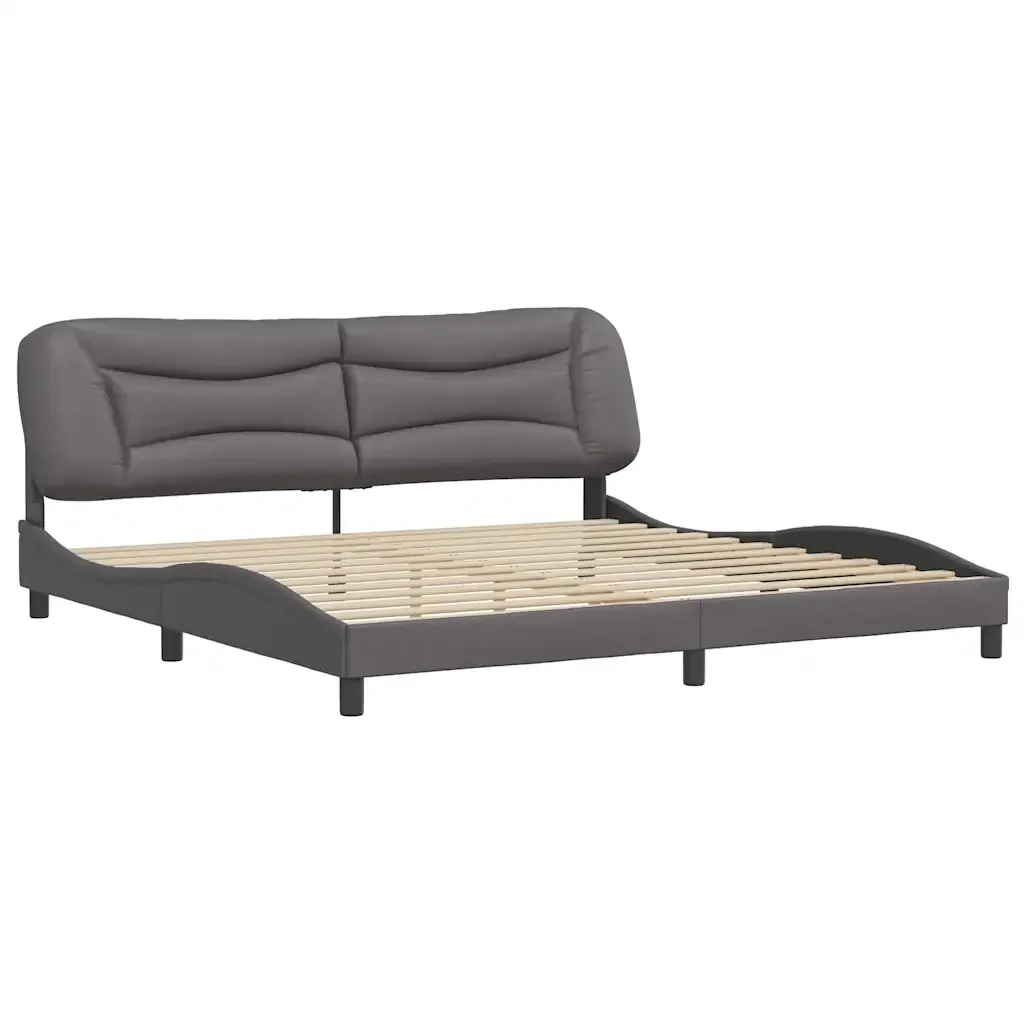 Letto matrimoniale | Letto per adulti | Giroletto senza Materasso Hvar Grigio 200x200 cm in Similpelle - Image 3