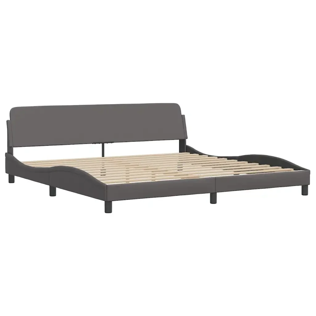 Letto matrimoniale | Letto per adulti | Giroletto senza Materasso Hvar Grigio 200x200 cm in Similpelle - Image 5