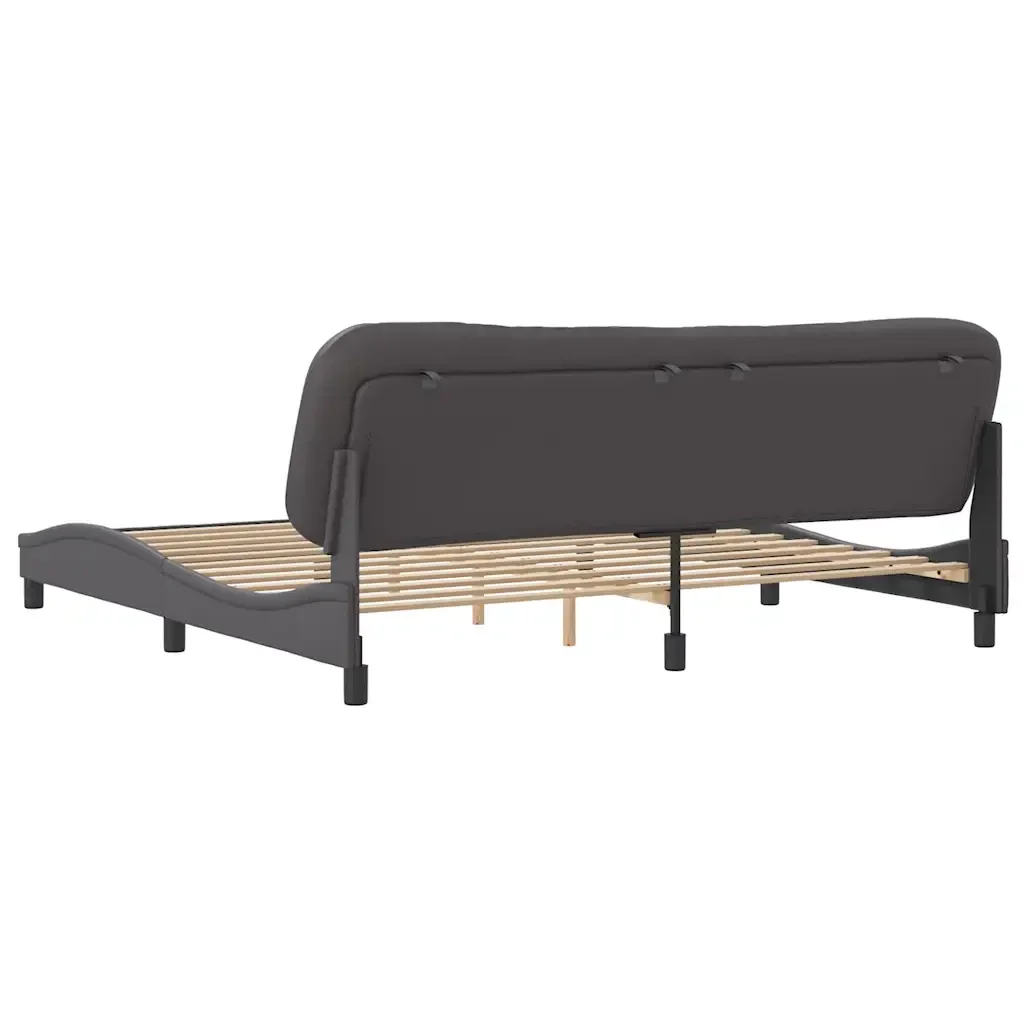 Letto matrimoniale | Letto per adulti | Giroletto senza Materasso Hvar Grigio 200x200 cm in Similpelle - Image 6