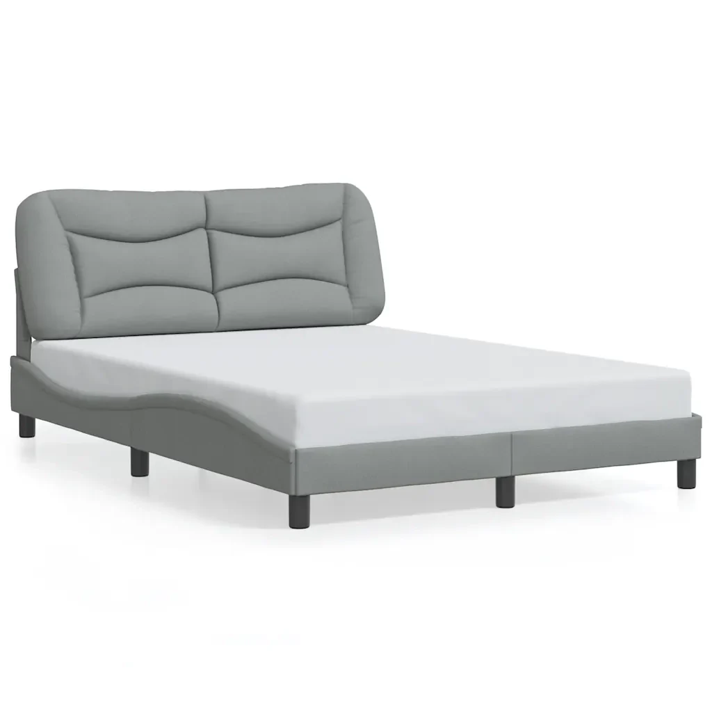 Letto matrimoniale | Letto per adulti | Giroletto senza Materasso Hvar Grigio Chiaro 120x200 cm Tessuto