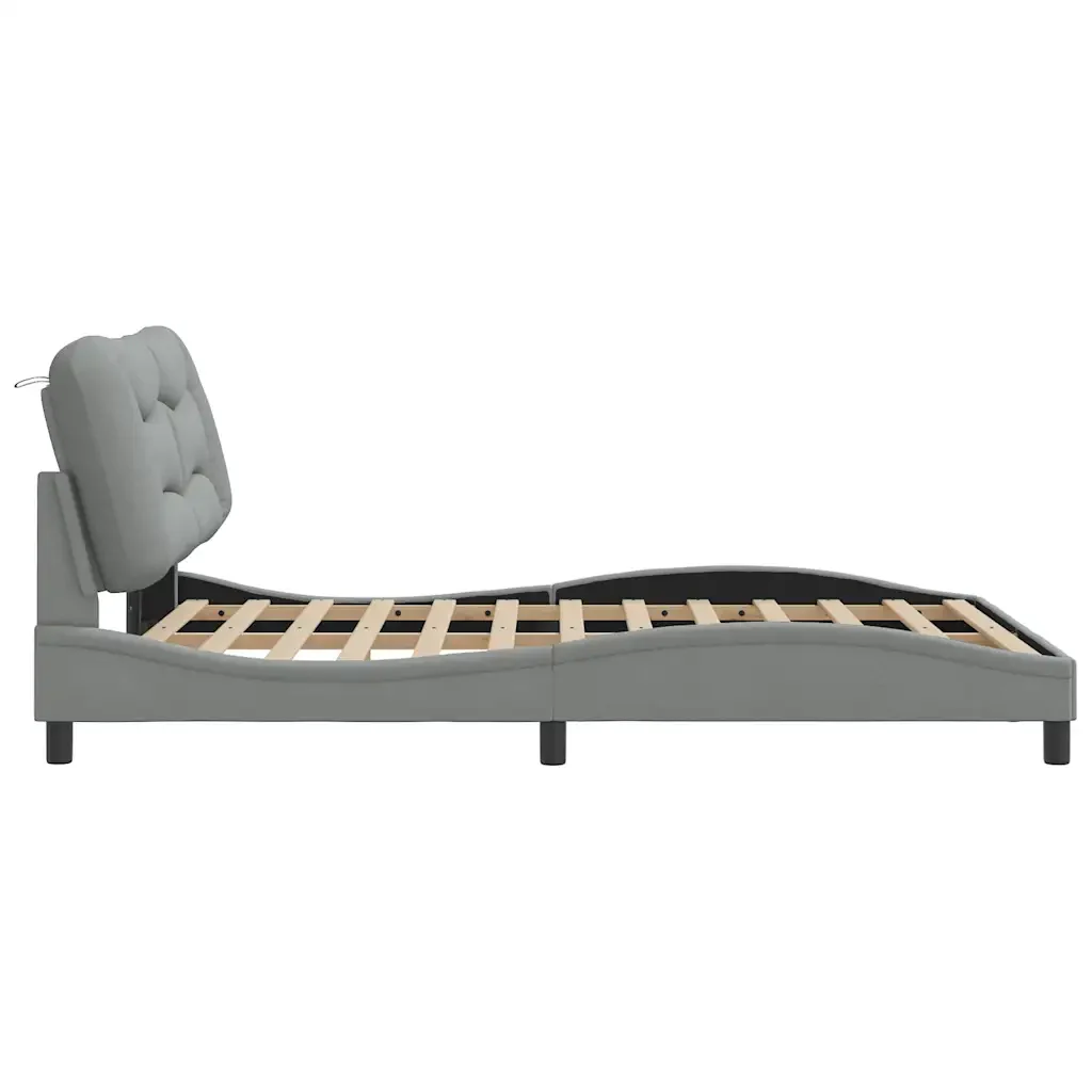 Letto matrimoniale | Letto per adulti | Giroletto senza Materasso Hvar Grigio Chiaro 120x200 cm Tessuto - Image 5