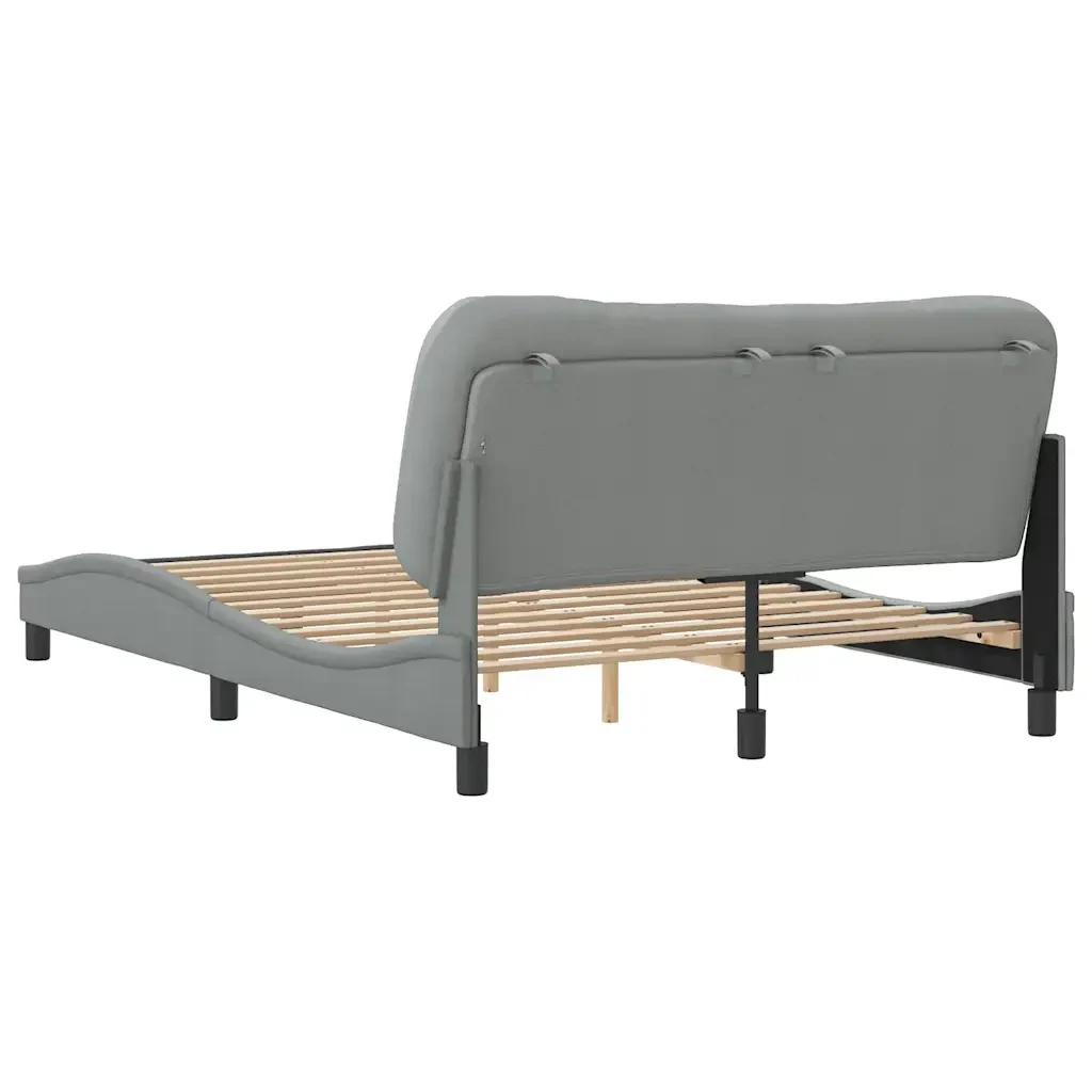 Letto matrimoniale | Letto per adulti | Giroletto senza Materasso Hvar Grigio Chiaro 140x200 cm Tessuto - Image 6