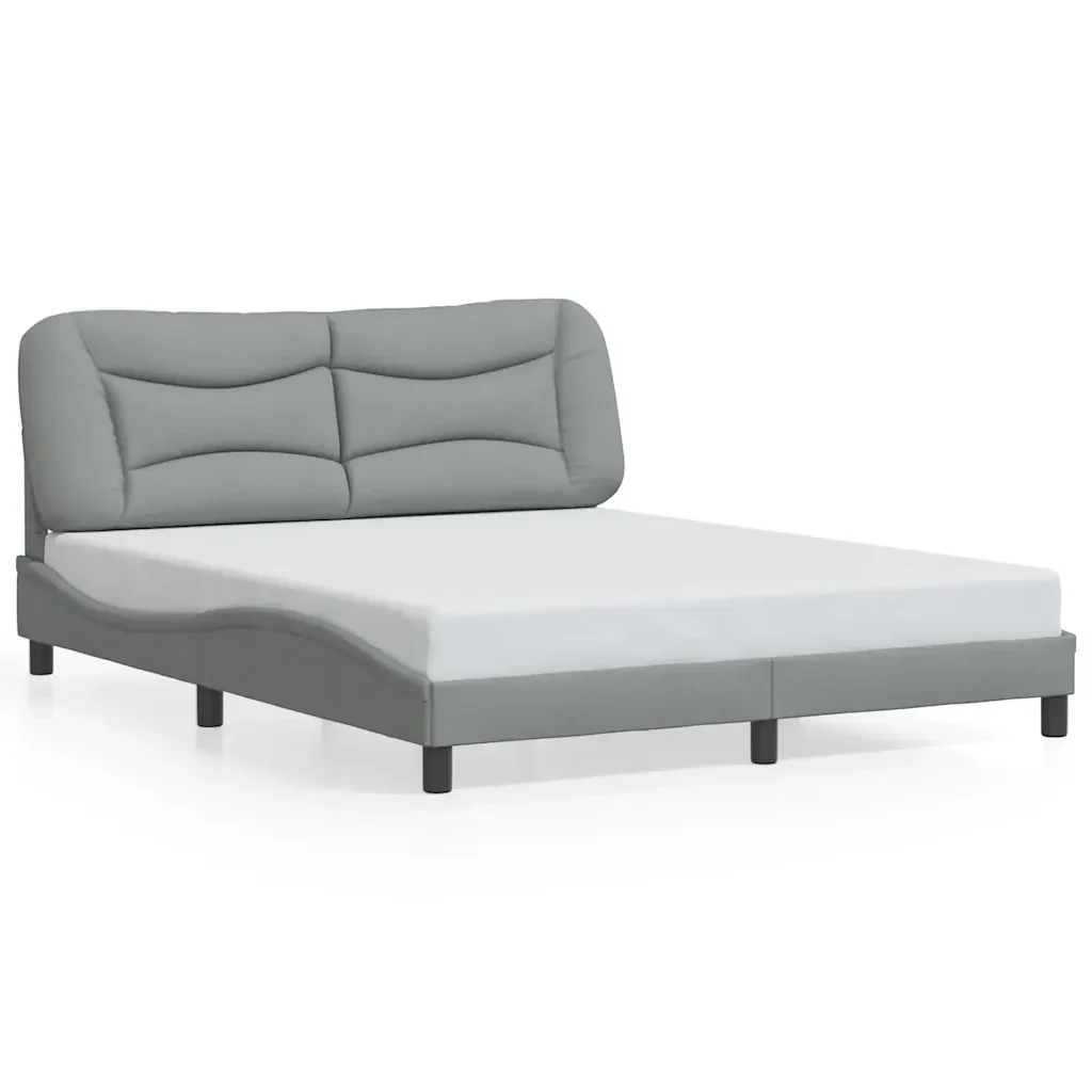 Letto matrimoniale | Letto per adulti | Giroletto senza Materasso Hvar Grigio Chiaro 160x200 cm Tessuto