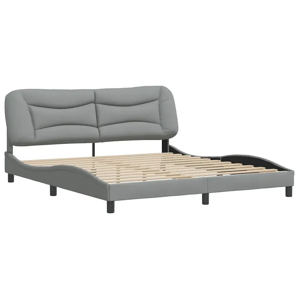 Letto matrimoniale | Letto per adulti | Giroletto senza Materasso Hvar Grigio Chiaro 180x200 cm Tessuto - Image 3