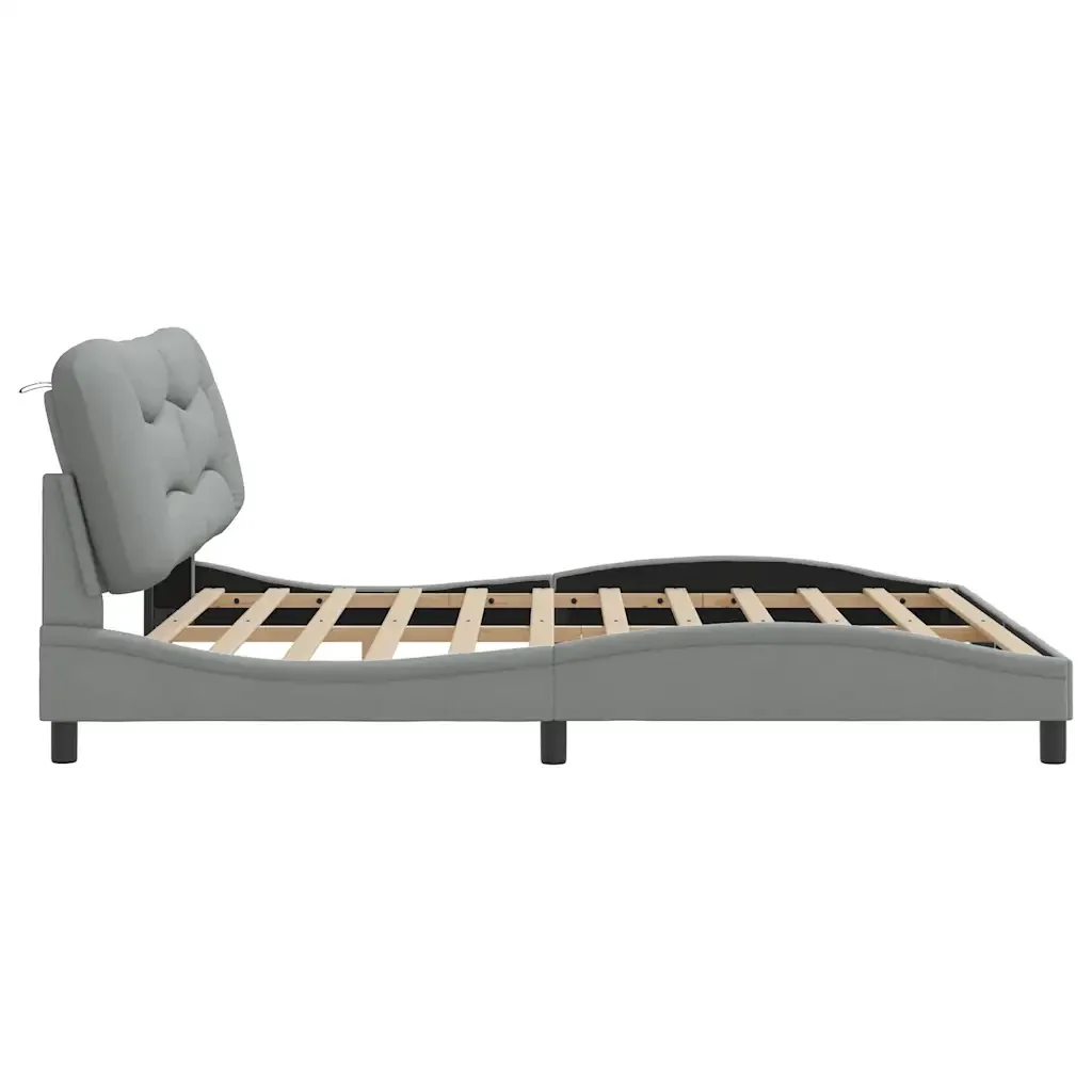 Letto matrimoniale | Letto per adulti | Giroletto senza Materasso Hvar Grigio Chiaro 180x200 cm Tessuto - Image 5