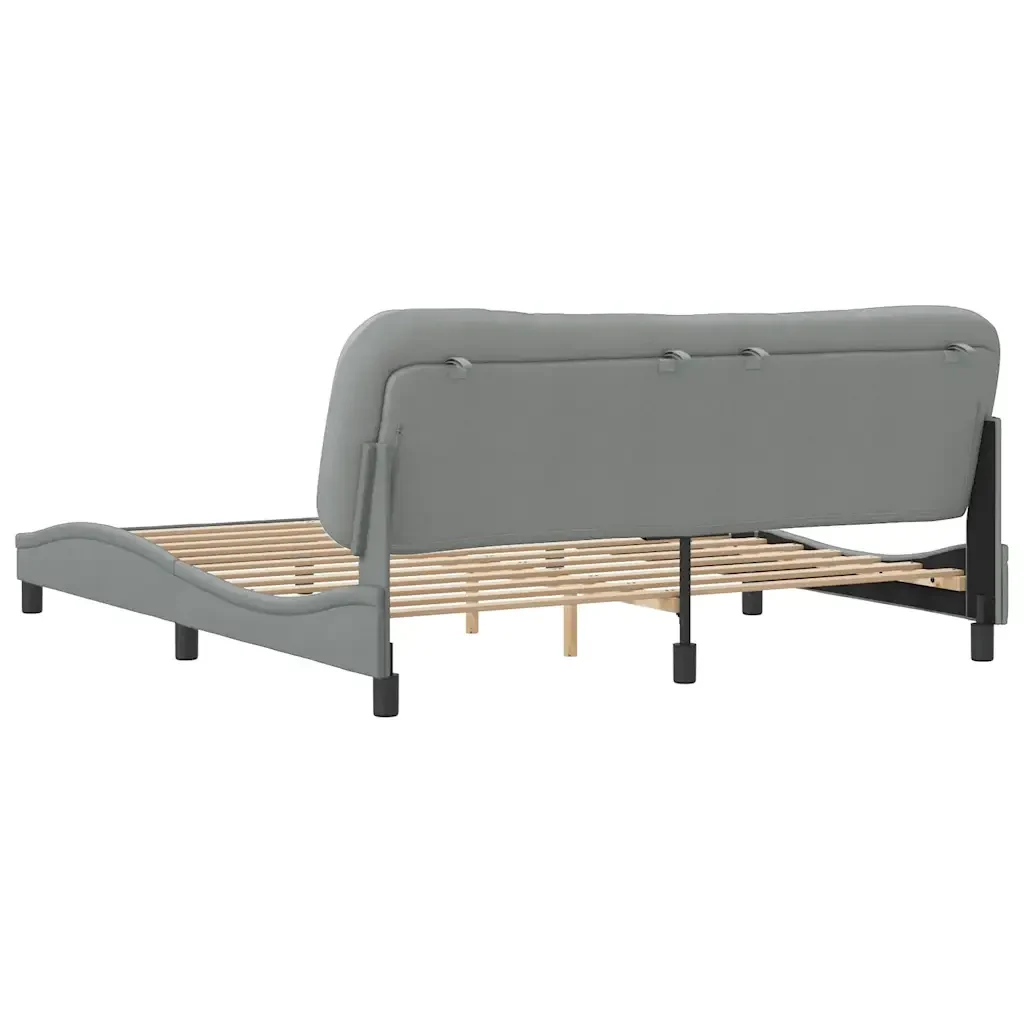 Letto matrimoniale | Letto per adulti | Giroletto senza Materasso Hvar Grigio Chiaro 180x200 cm Tessuto - Image 6