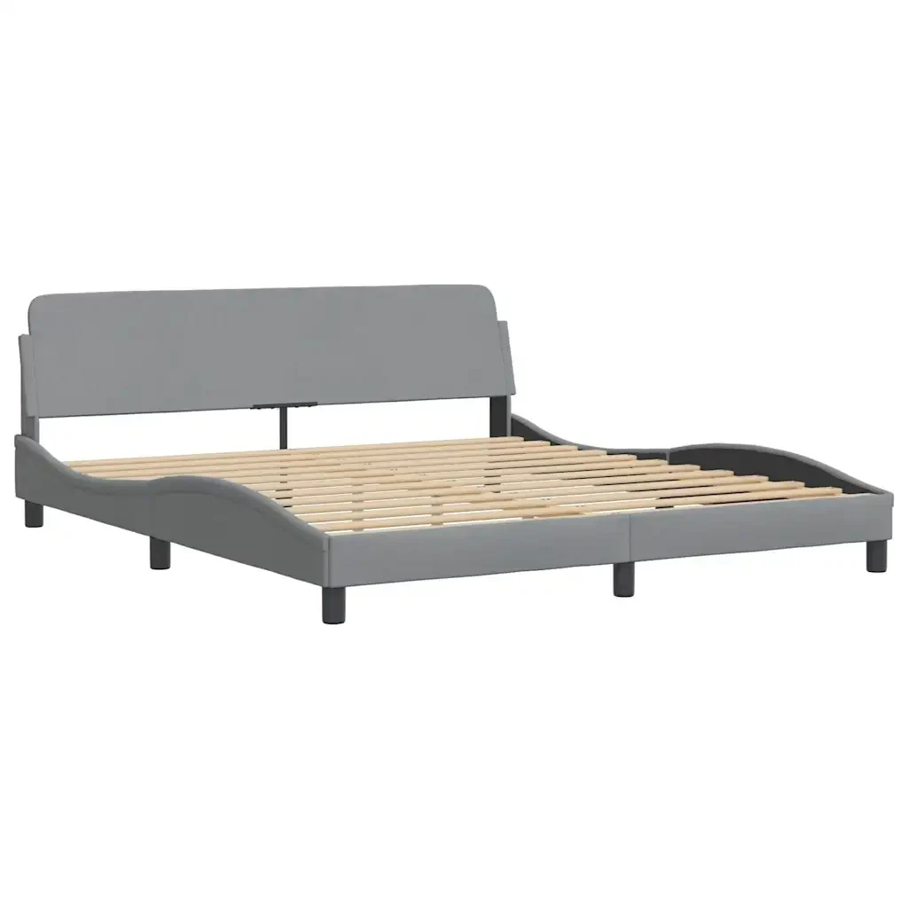 Letto matrimoniale | Letto per adulti | Giroletto senza Materasso Hvar Grigio Chiaro 180x200 cm Tessuto - Image 7
