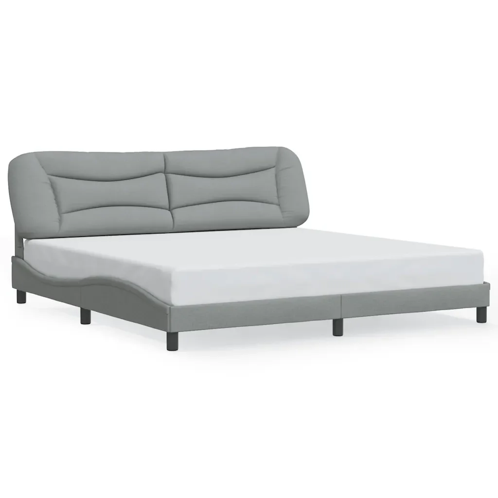 Letto matrimoniale | Letto per adulti | Giroletto senza Materasso Hvar Grigio Chiaro 200x200 cm Tessuto