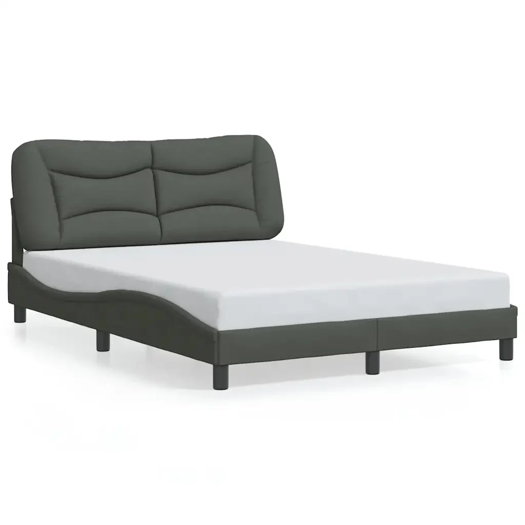 Letto matrimoniale | Letto per adulti | Giroletto senza Materasso Hvar Grigio Scuro 120x200 cm Tessuto