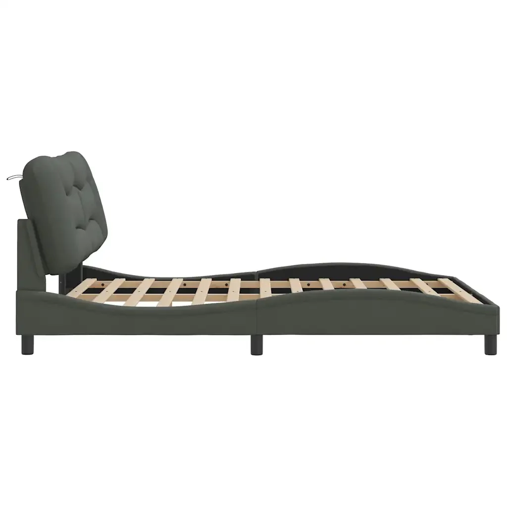 Letto matrimoniale | Letto per adulti | Giroletto senza Materasso Hvar Grigio Scuro 120x200 cm Tessuto - Image 5