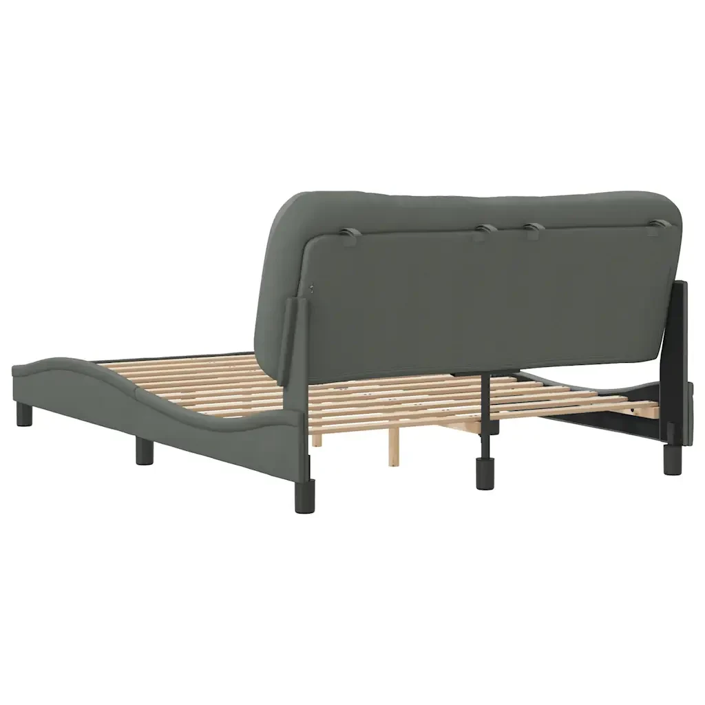 Letto matrimoniale | Letto per adulti | Giroletto senza Materasso Hvar Grigio Scuro 140x190 cm Tessuto - Image 6