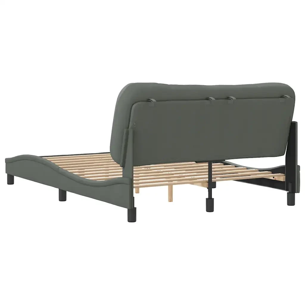 Letto matrimoniale | Letto per adulti | Giroletto senza Materasso Hvar Grigio Scuro 140x200 cm Tessuto - Image 6