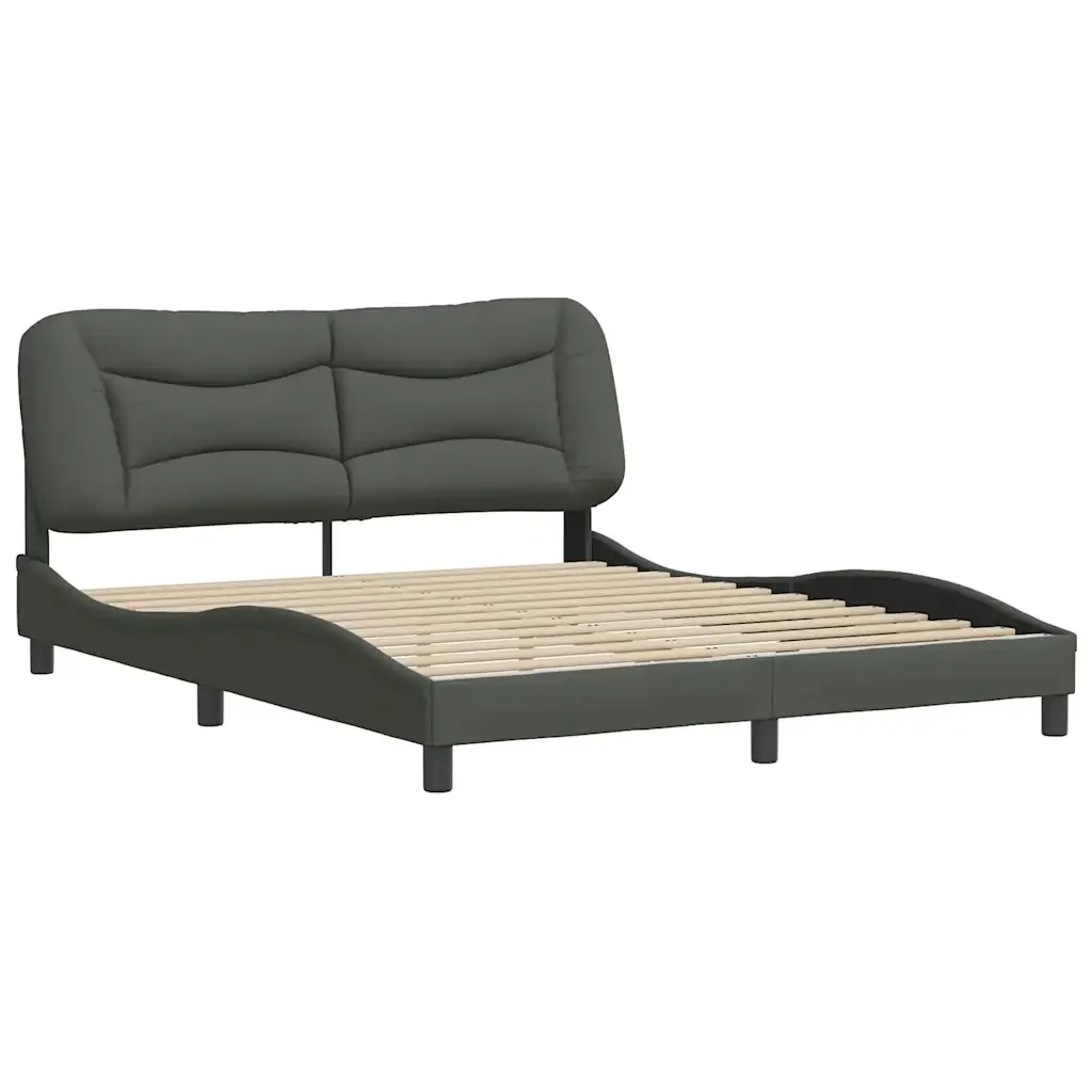 Letto matrimoniale | Letto per adulti | Giroletto senza Materasso Hvar Grigio Scuro 160x200 cm Tessuto - Image 3