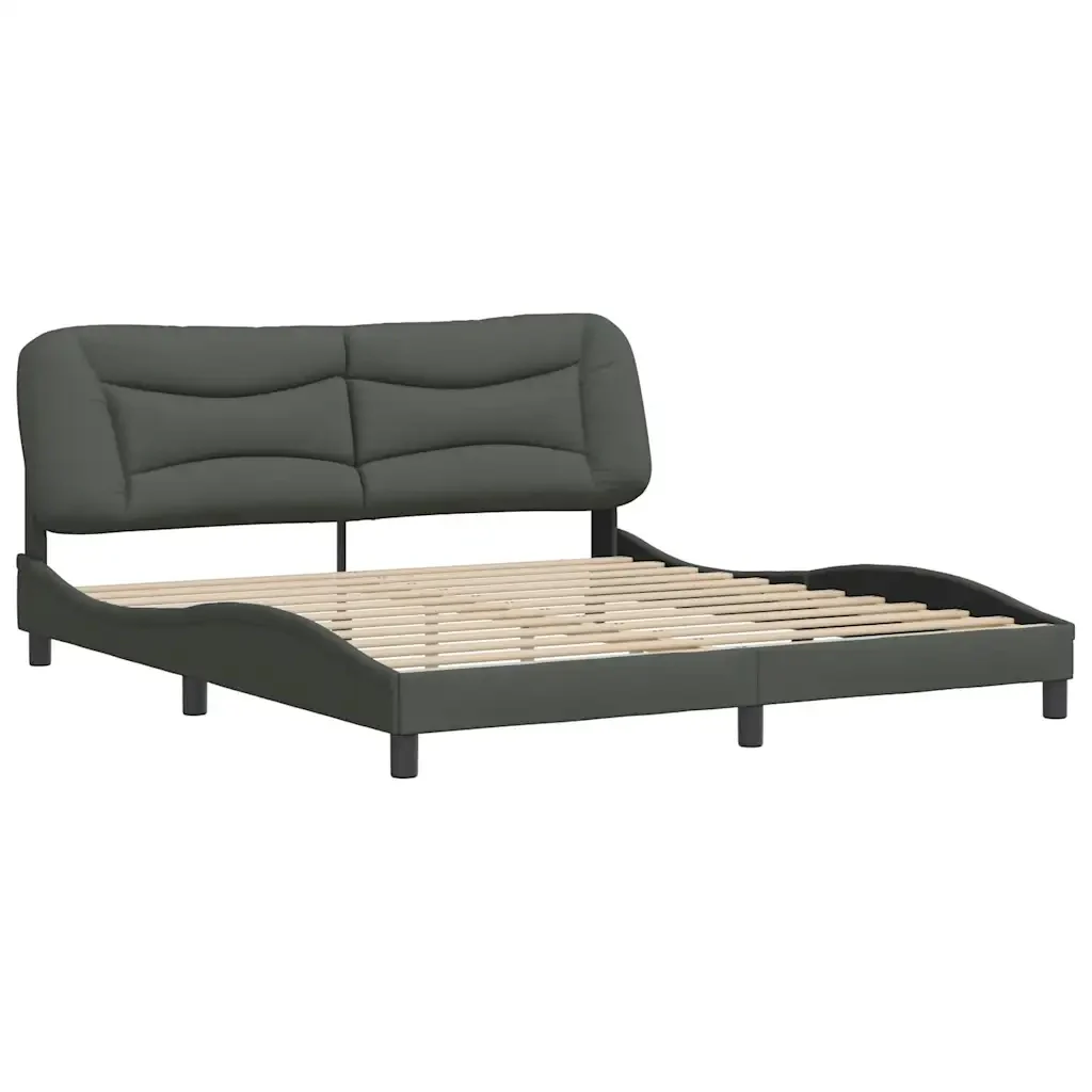 Letto matrimoniale | Letto per adulti | Giroletto senza Materasso Hvar Grigio Scuro 180x200 cm Tessuto - Image 3