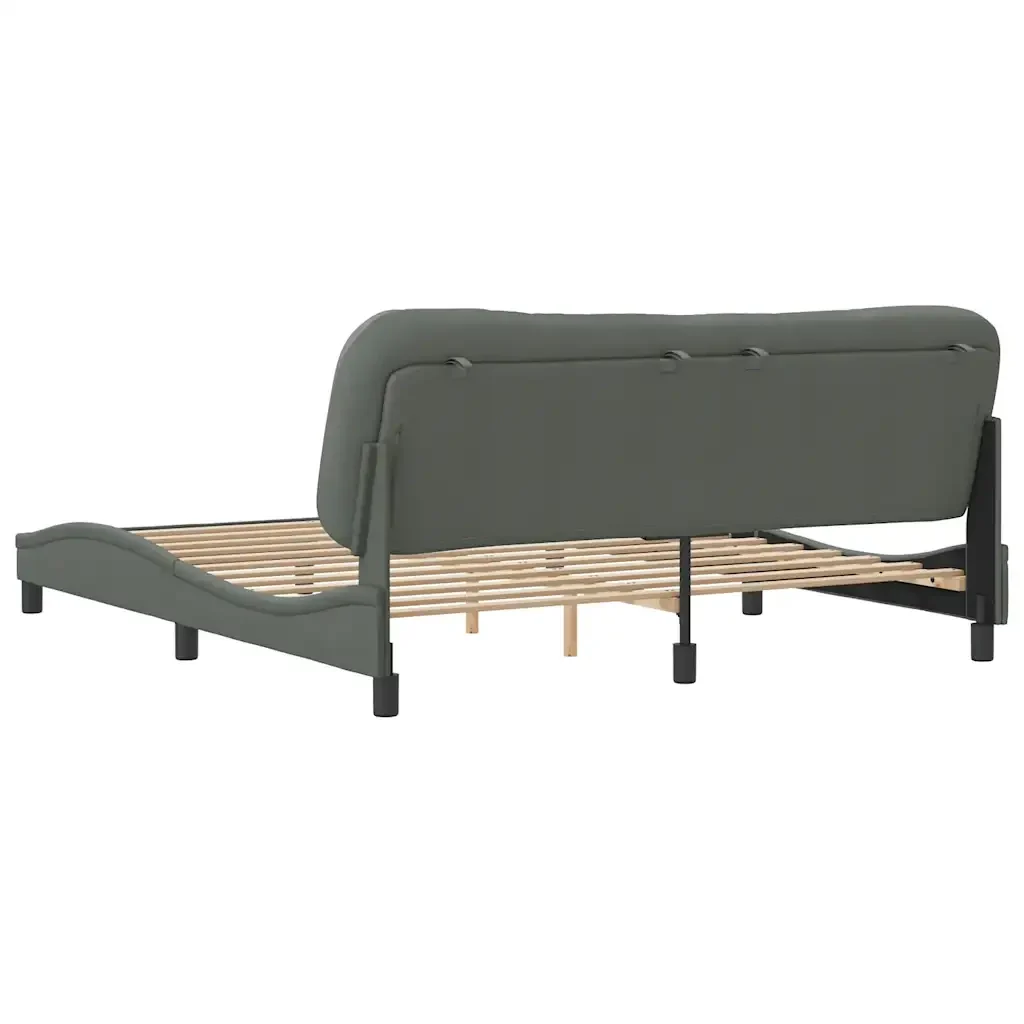Letto matrimoniale | Letto per adulti | Giroletto senza Materasso Hvar Grigio Scuro 180x200 cm Tessuto - Image 6