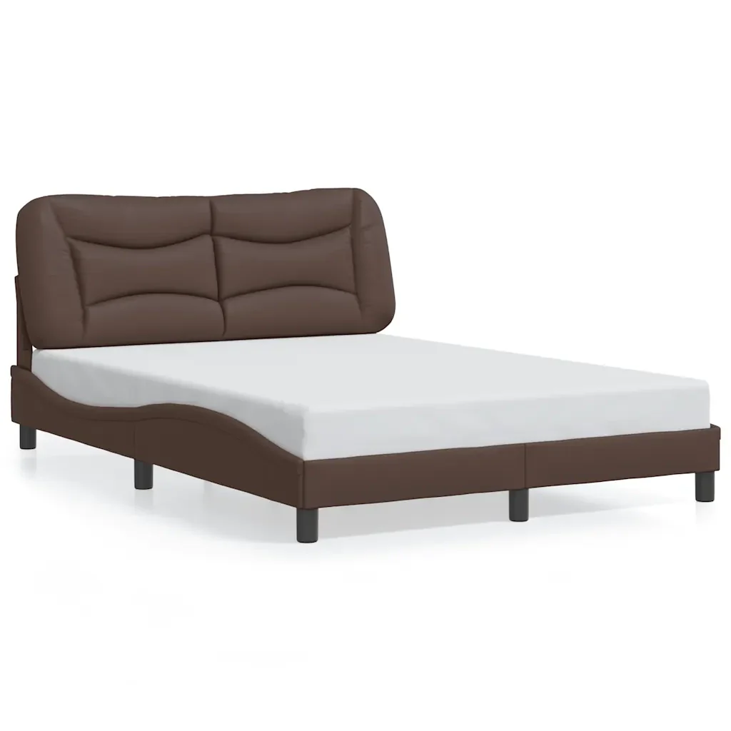 Letto matrimoniale | Letto per adulti | Giroletto senza Materasso Hvar Marrone 140x190 cm in Similpelle