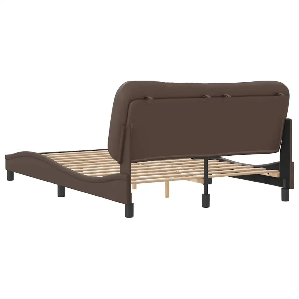 Letto matrimoniale | Letto per adulti | Giroletto senza Materasso Hvar Marrone 140x190 cm in Similpelle - Image 6