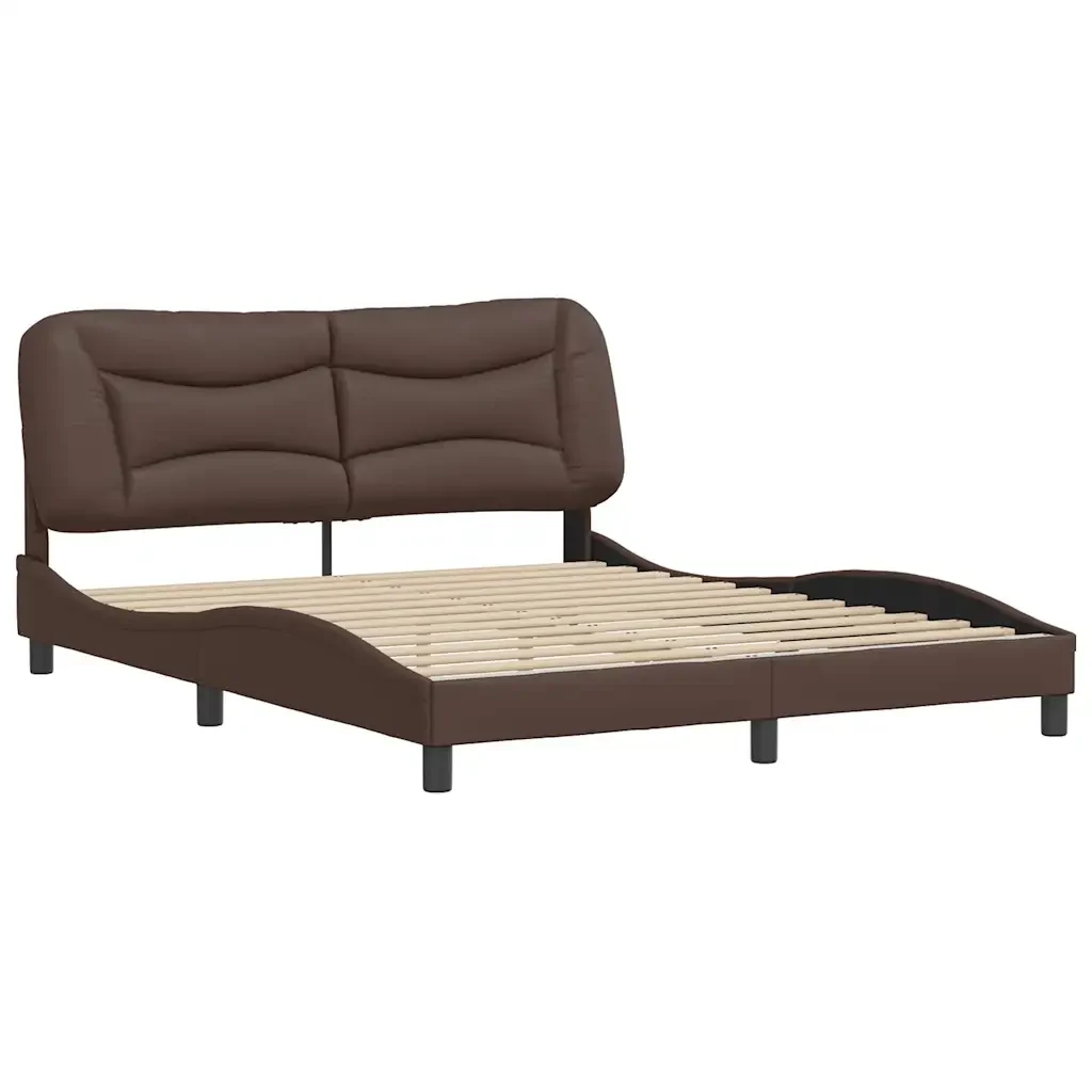 Letto matrimoniale | Letto per adulti | Giroletto senza Materasso Hvar Marrone 160x200 cm in Similpelle - Image 4