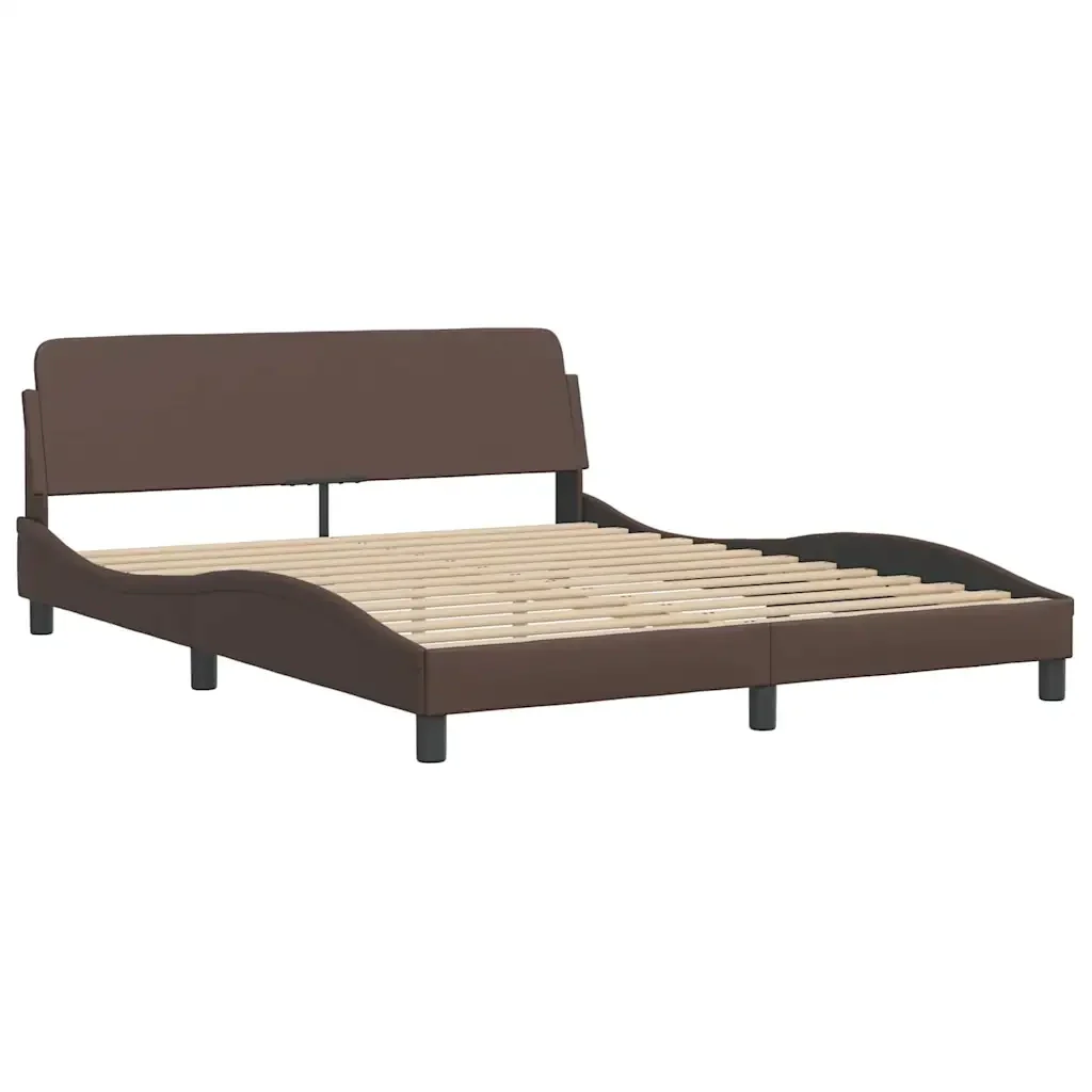 Letto matrimoniale | Letto per adulti | Giroletto senza Materasso Hvar Marrone 160x200 cm in Similpelle - Image 5