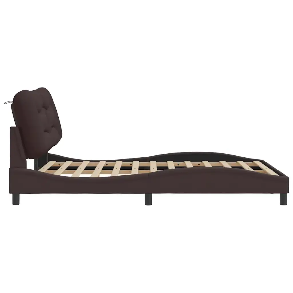 Letto matrimoniale | Letto per adulti | Giroletto senza Materasso Hvar Marrone Scuro 140x200 cm Tessuto - Image 5