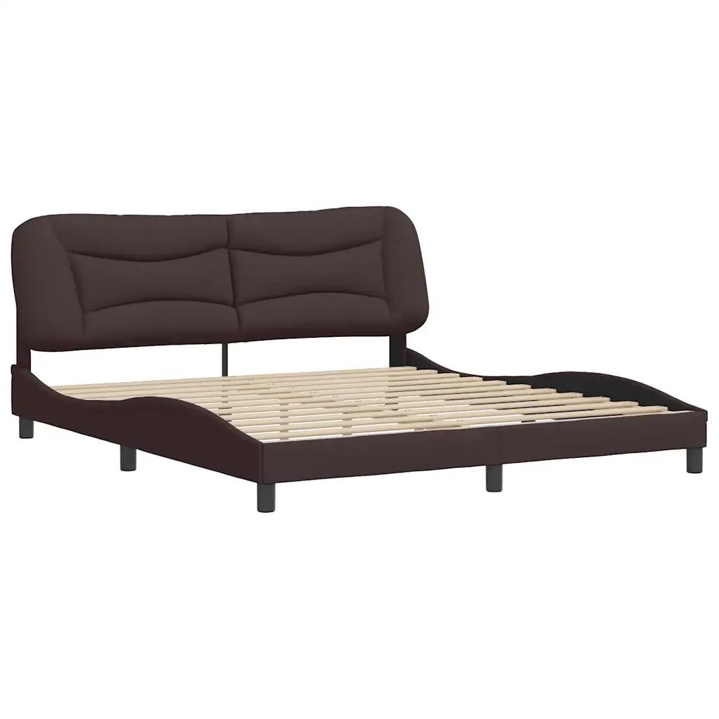 Letto matrimoniale | Letto per adulti | Giroletto senza Materasso Hvar Marrone Scuro 180x200 cm Tessuto - Image 4