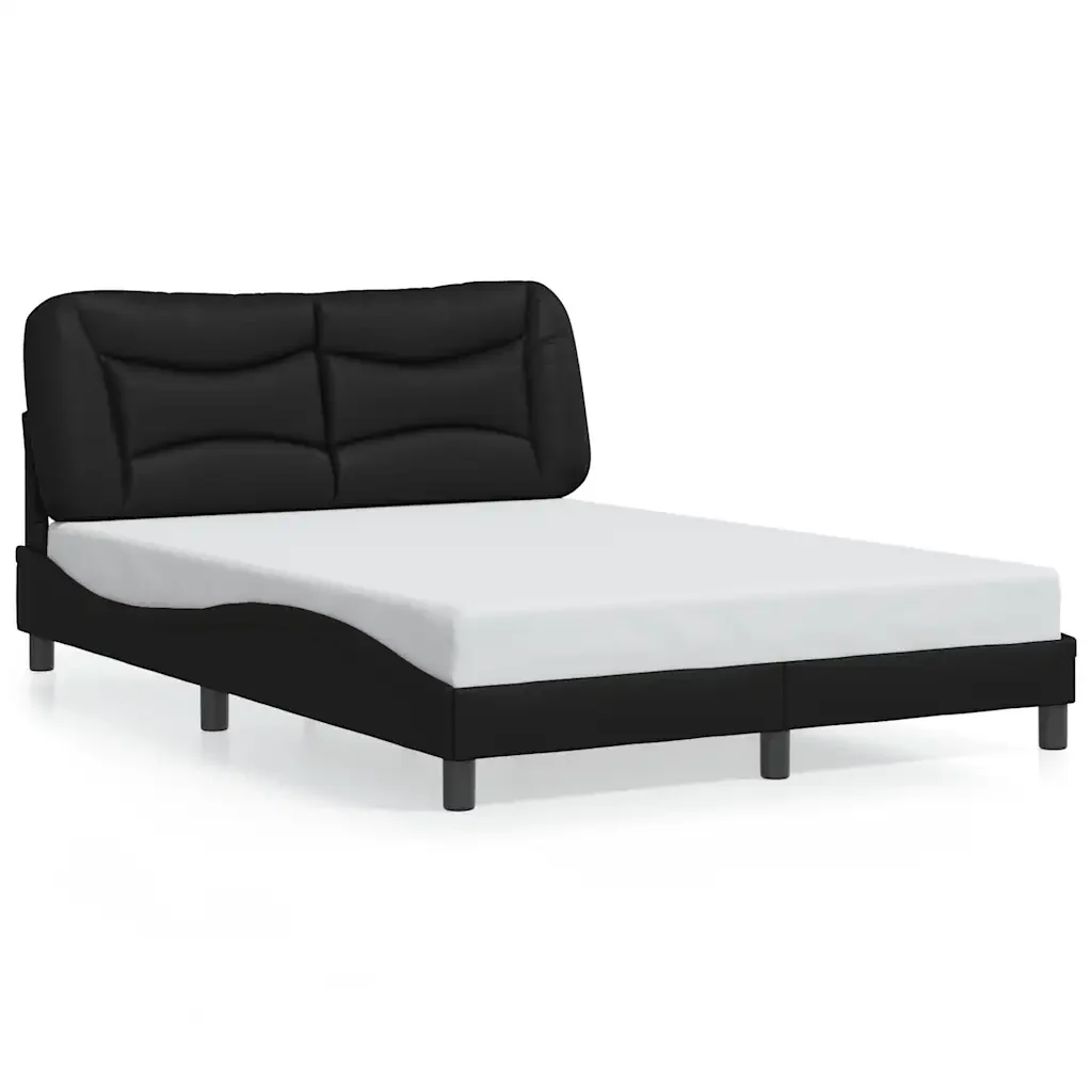 Letto matrimoniale | Letto per adulti | Giroletto senza Materasso Hvar Nero 140x190 cm in Similpelle