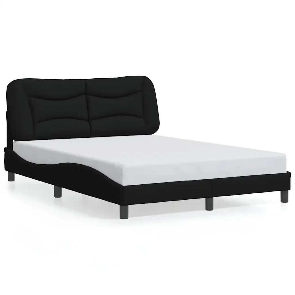 Letto matrimoniale | Letto per adulti | Giroletto senza Materasso Hvar Nero 140x200 cm in Tessuto