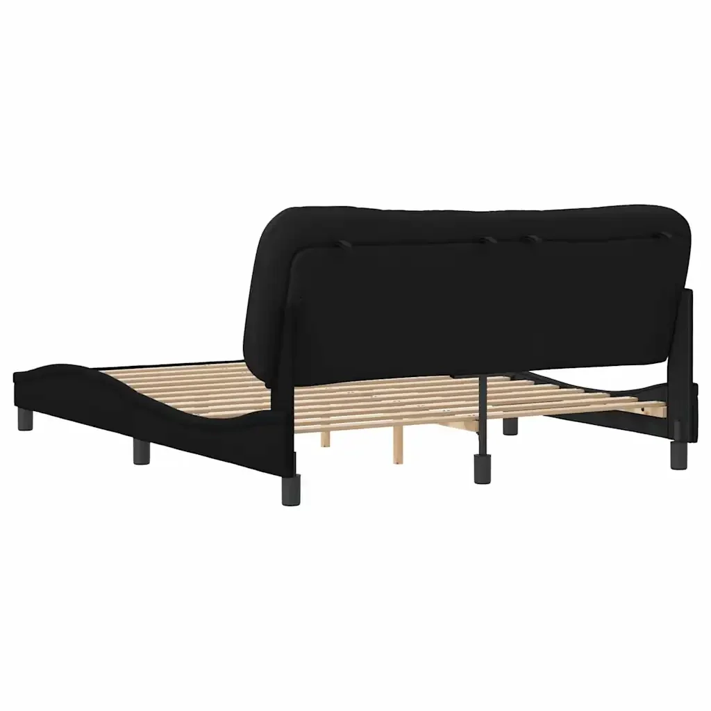 Letto matrimoniale | Letto per adulti | Giroletto senza Materasso Hvar Nero 160x200 cm in Tessuto - Image 6