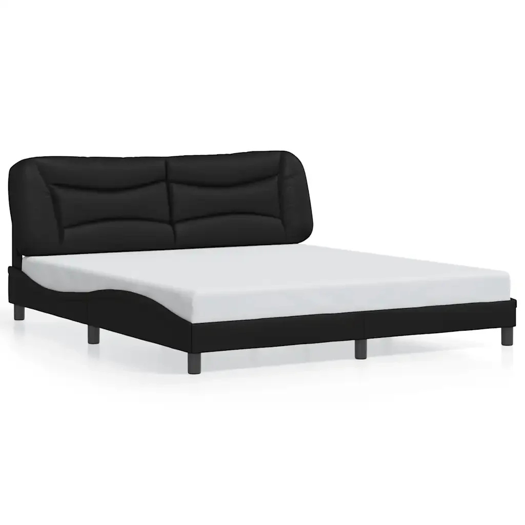 Letto matrimoniale | Letto per adulti | Giroletto senza Materasso Hvar Nero 180x200 cm in Similpelle
