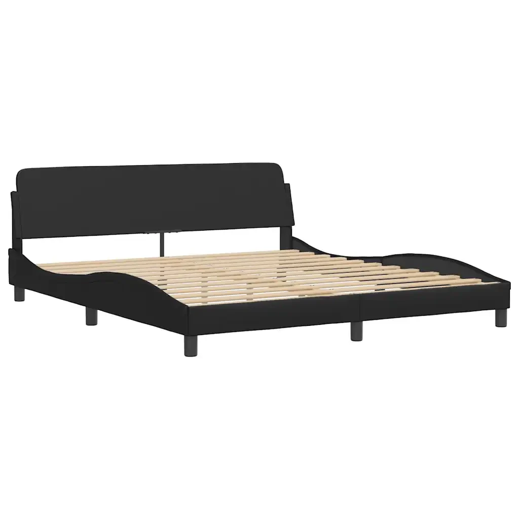 Letto matrimoniale | Letto per adulti | Giroletto senza Materasso Hvar Nero 180x200 cm in Similpelle - Image 3