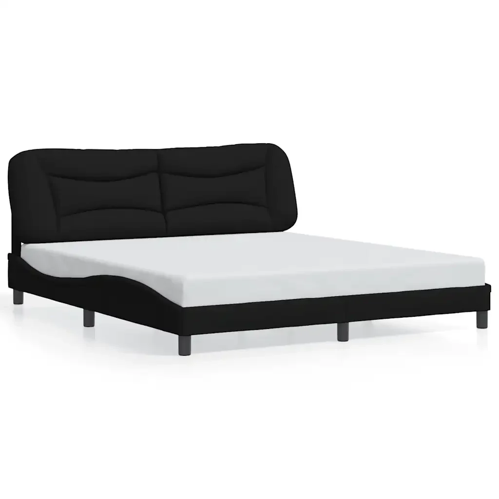 Letto matrimoniale | Letto per adulti | Giroletto senza Materasso Hvar Nero 180x200 cm in Tessuto