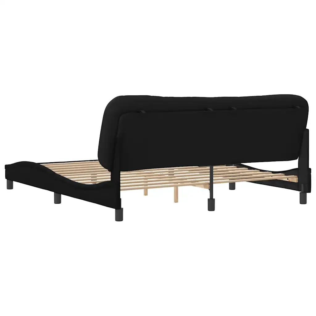 Letto matrimoniale | Letto per adulti | Giroletto senza Materasso Hvar Nero 180x200 cm in Tessuto - Image 6