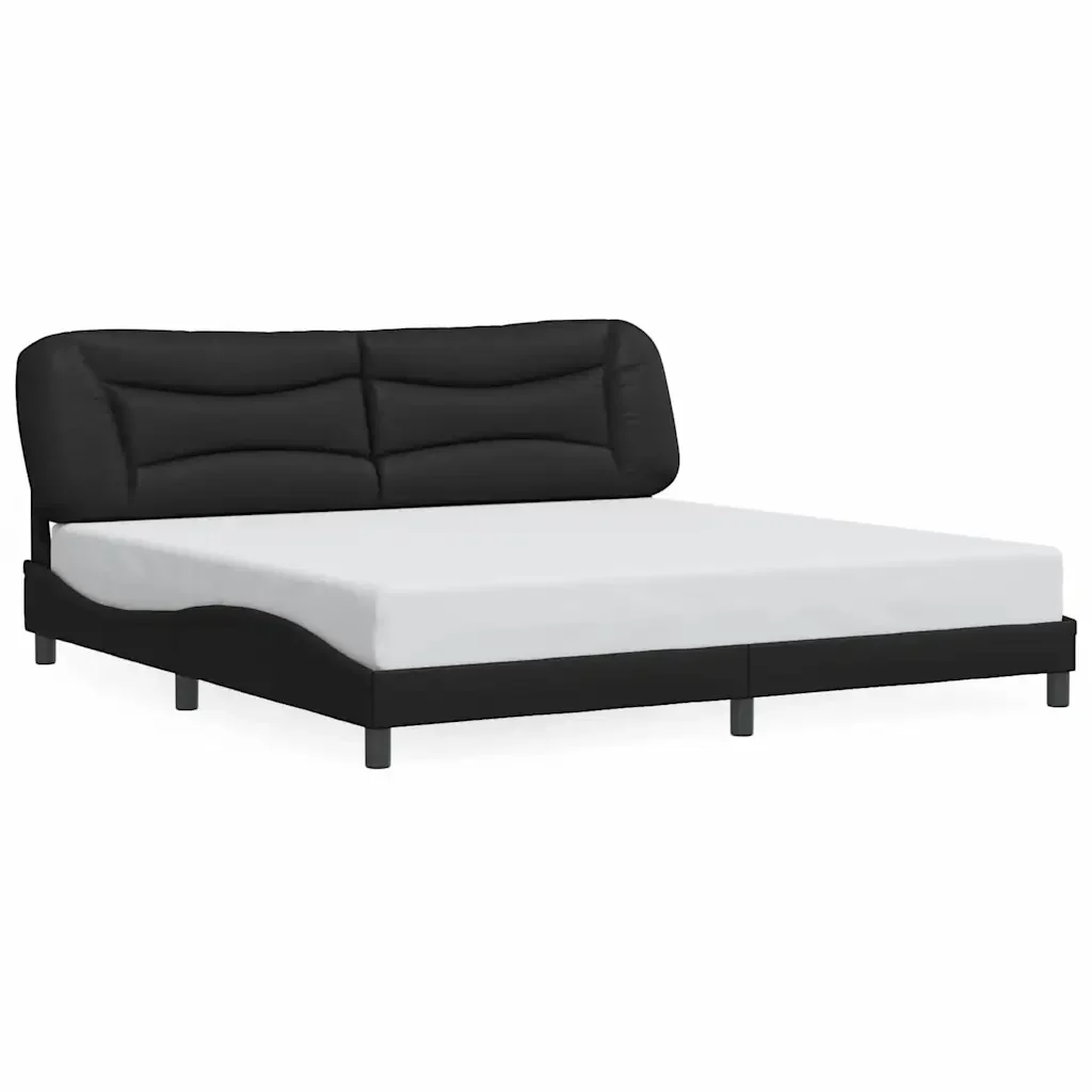 Letto matrimoniale | Letto per adulti | Giroletto senza Materasso Hvar Nero 200x200 cm in Similpelle