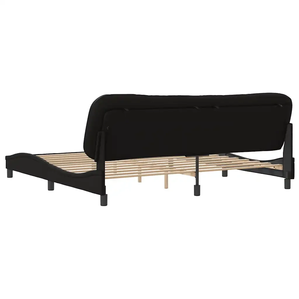 Letto matrimoniale | Letto per adulti | Giroletto senza Materasso Hvar Nero 200x200 cm in Similpelle - Image 6