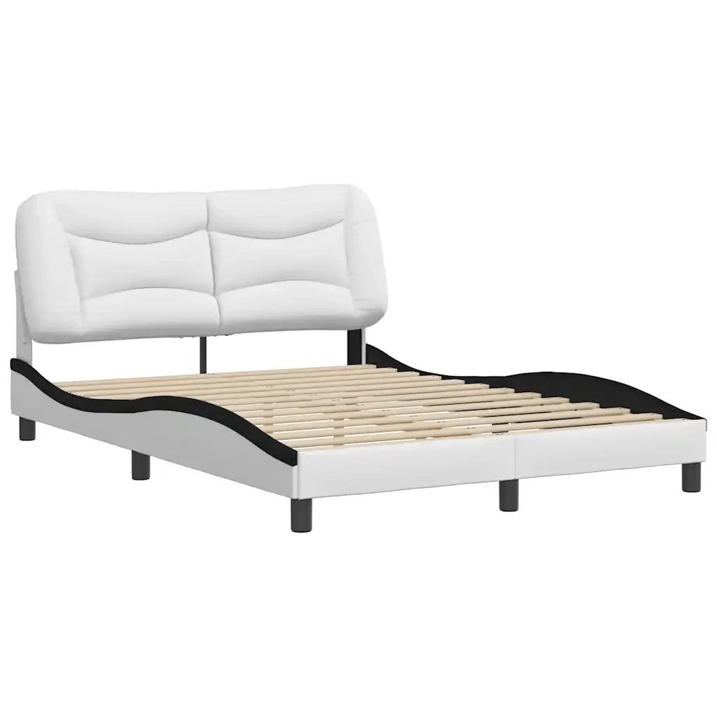Letto matrimoniale | Letto per adulti | Giroletto senza Materasso Hvar Nero e Bianco 120x200 cm in Similpelle - Image 4