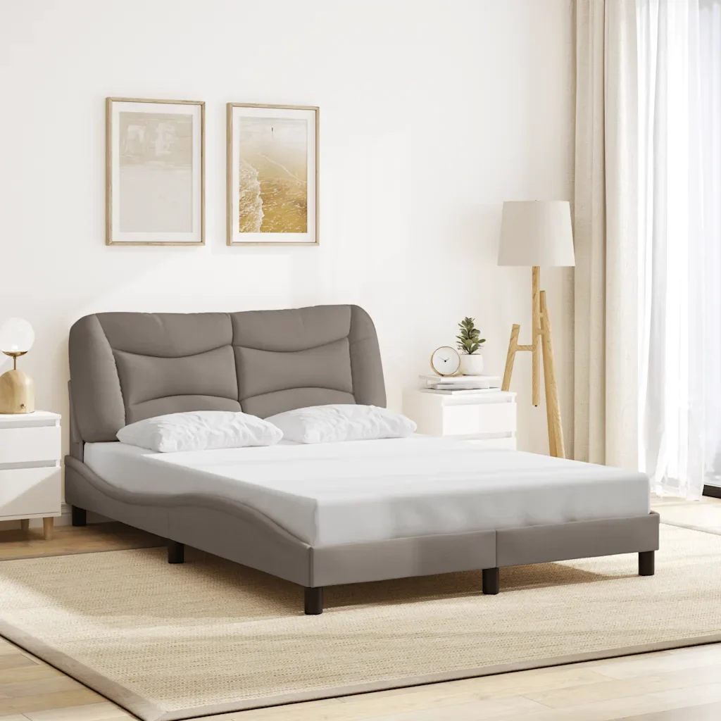 Letto matrimoniale | Letto per adulti | Giroletto senza Materasso Hvar Tortora 140x200 cm in Tessuto - Image 2