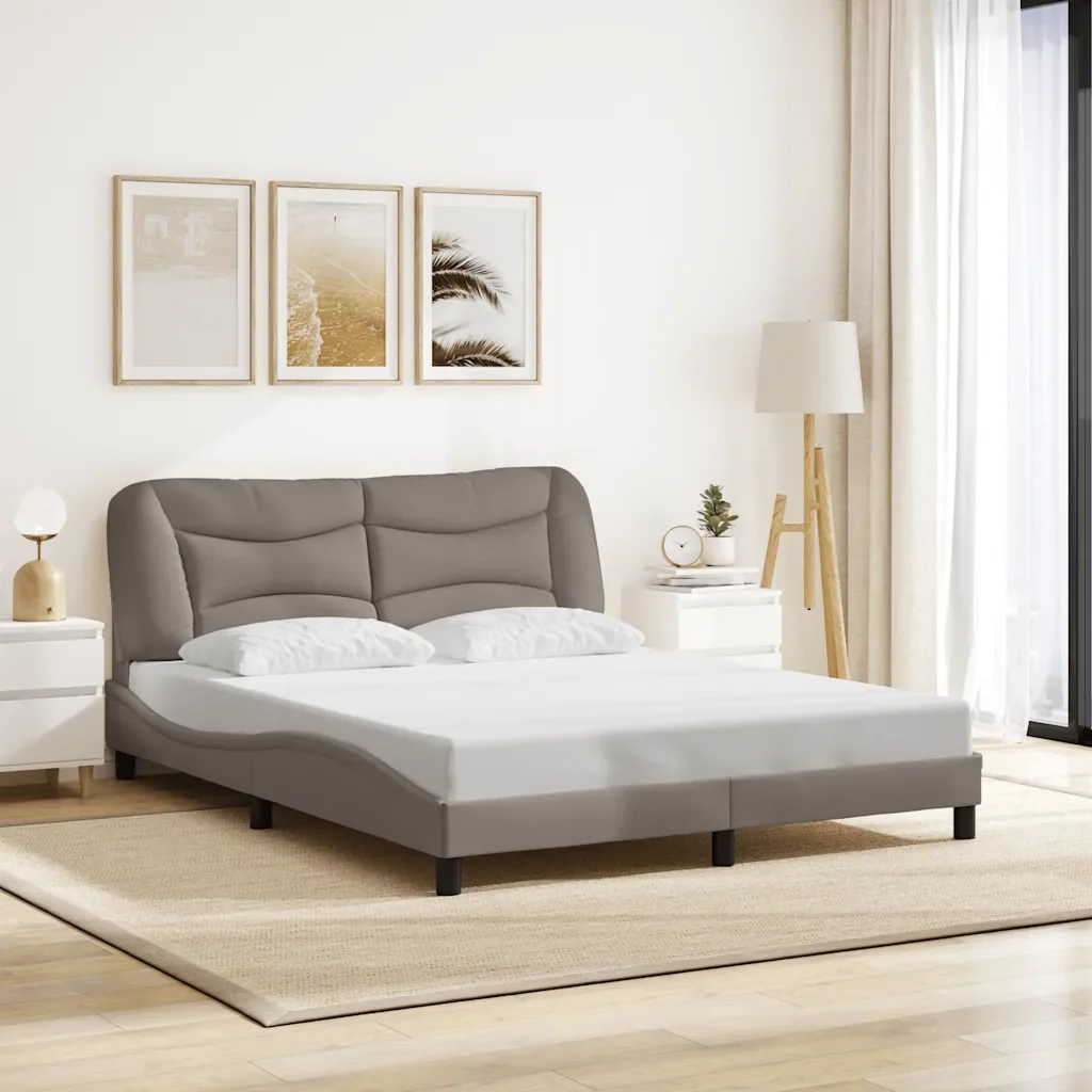Letto matrimoniale | Letto per adulti | Giroletto senza Materasso Hvar Tortora 160x200 cm in Tessuto - Image 2
