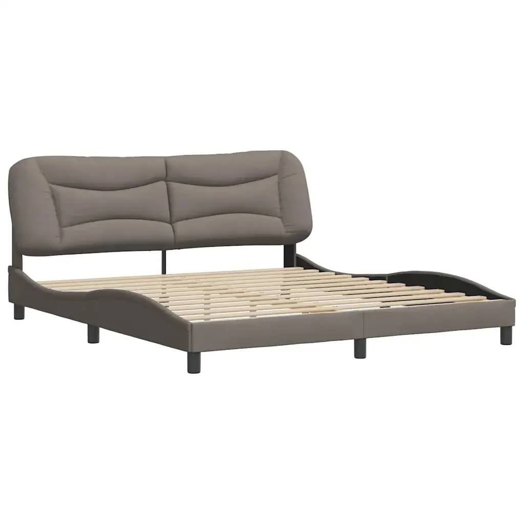 Letto matrimoniale | Letto per adulti | Giroletto senza Materasso Hvar Tortora 180x200 cm in Tessuto - Image 3