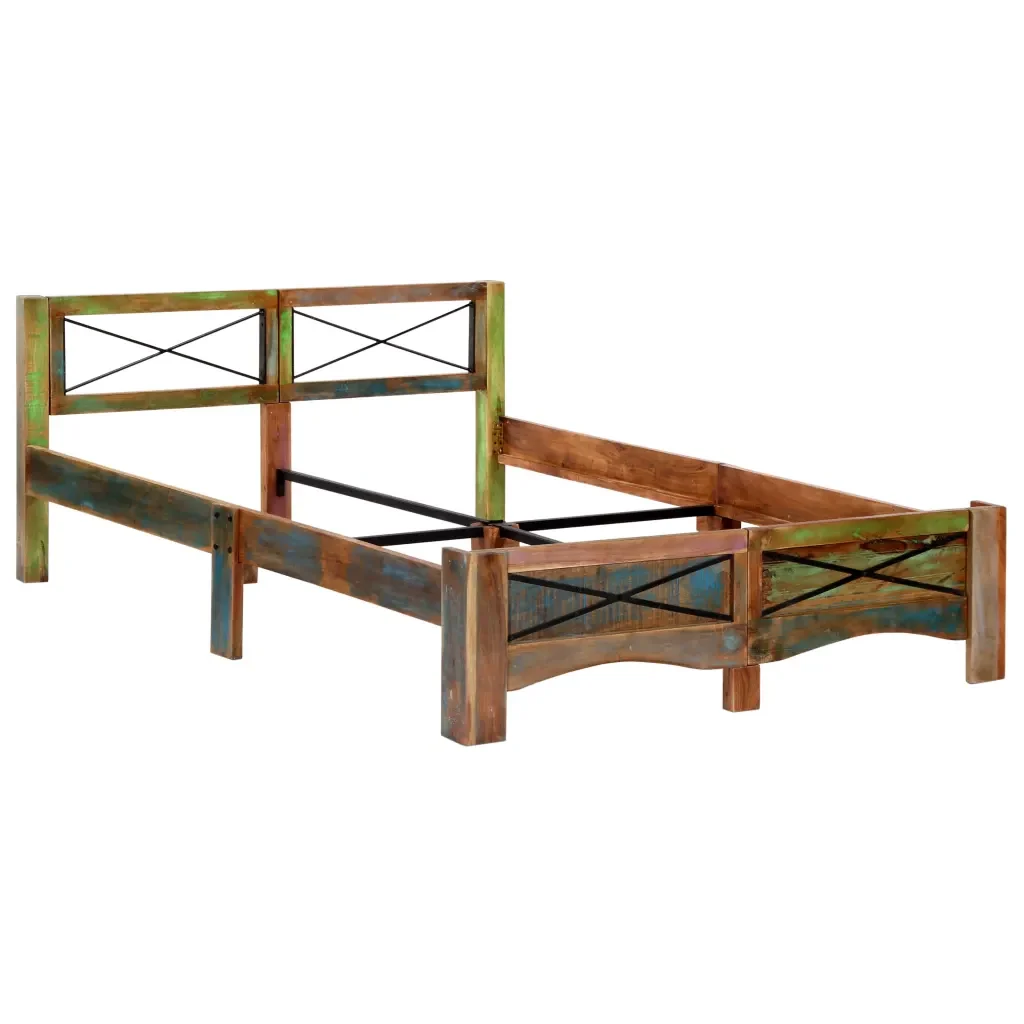 Letto matrimoniale | Letto per adulti | Giroletto senza Materasso in Legno di Recupero 140x200 cm - Image 10