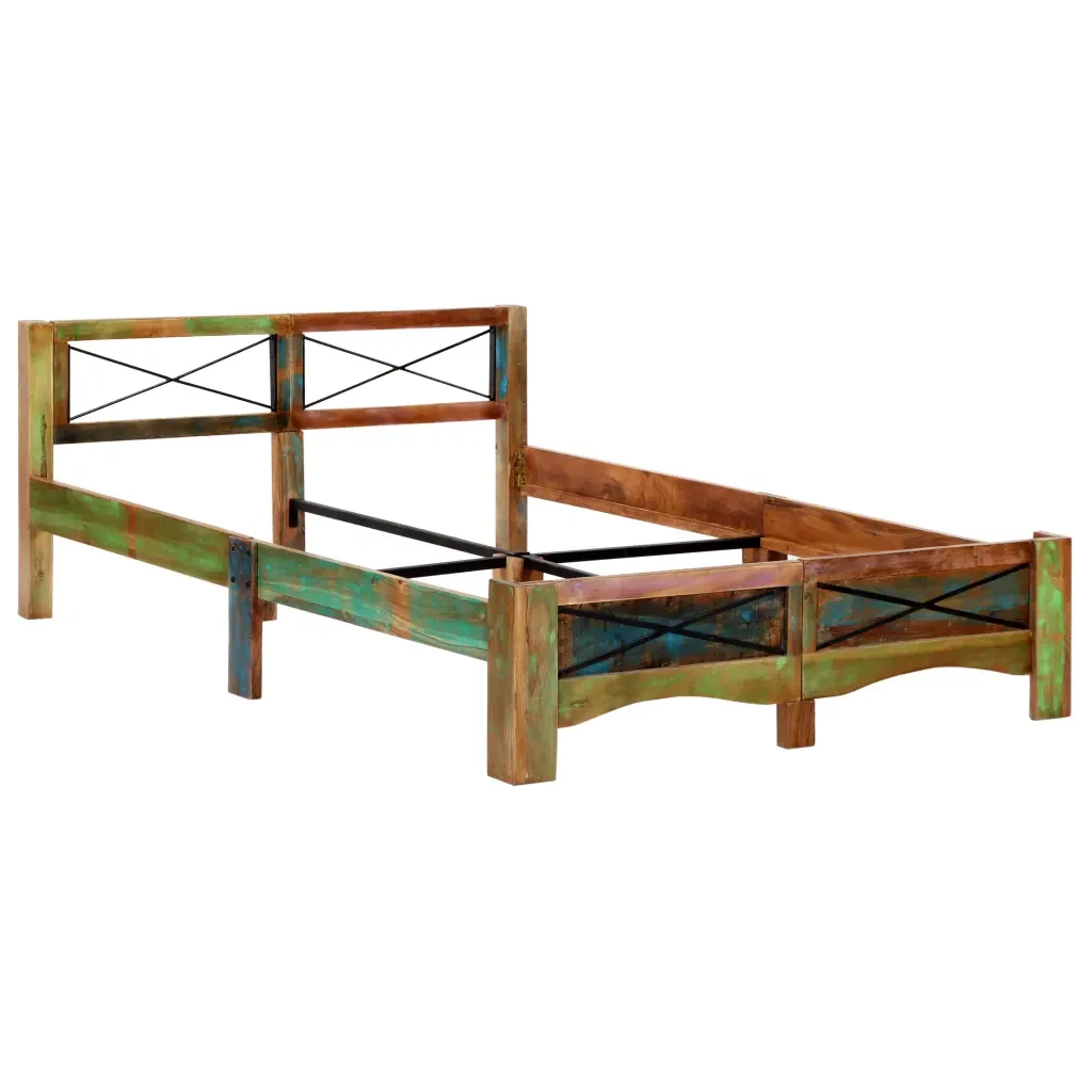 Letto matrimoniale | Letto per adulti | Giroletto senza Materasso in Legno di Recupero 140x200 cm - Image 2