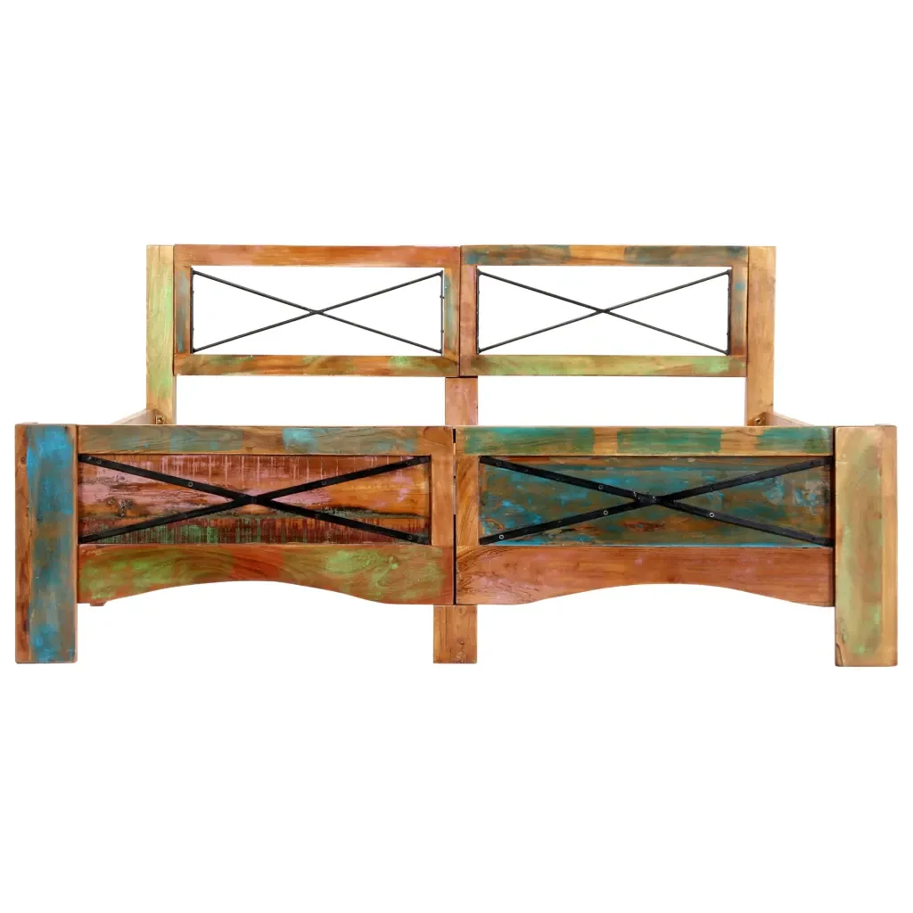 Letto matrimoniale | Letto per adulti | Giroletto senza Materasso in Legno di Recupero 140x200 cm - Image 3