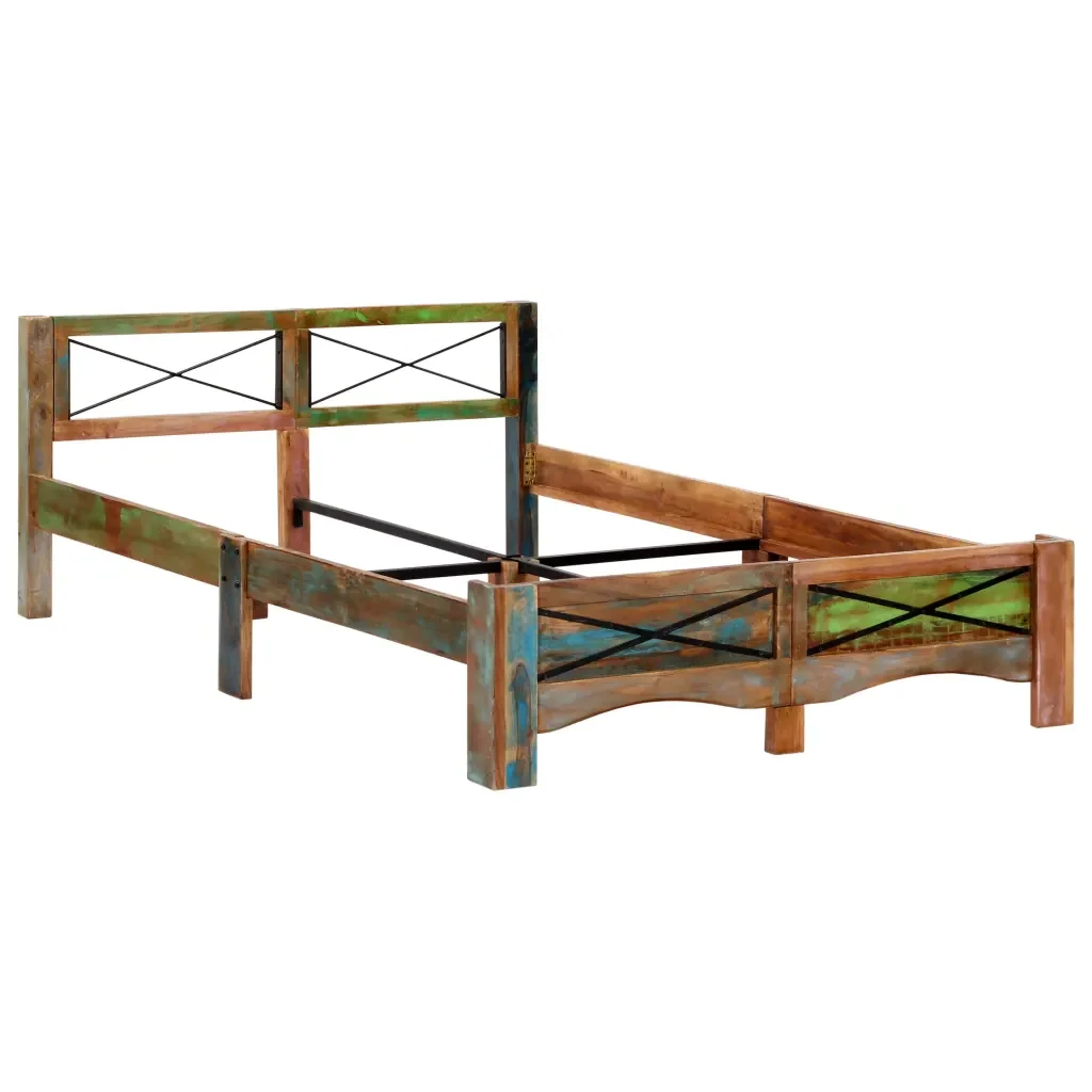 Letto matrimoniale | Letto per adulti | Giroletto senza Materasso in Legno di Recupero 140x200 cm - Image 9