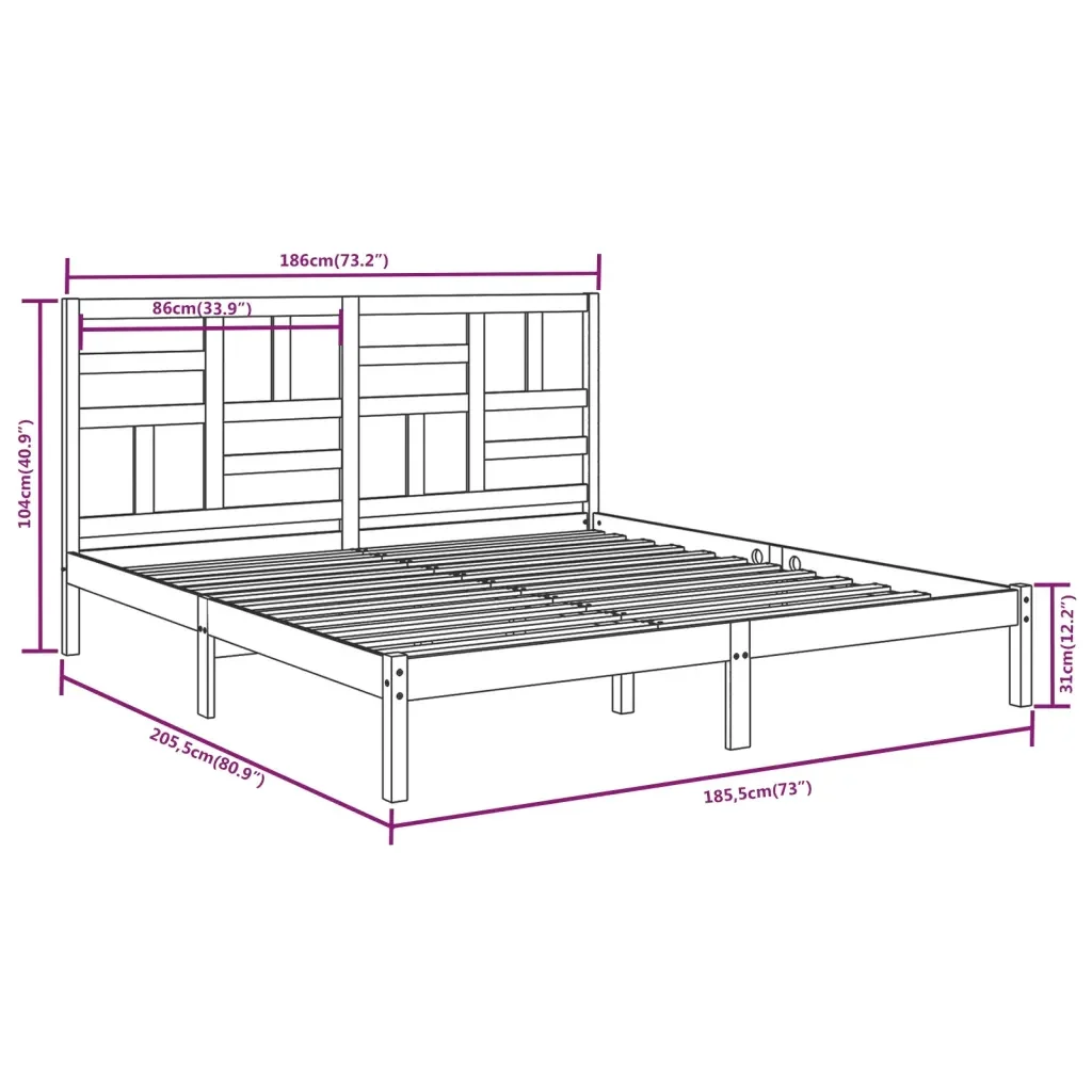 Letto matrimoniale | Letto per adulti | Giroletto senza Materasso in Legno Massello 180x200 cm - Image 6