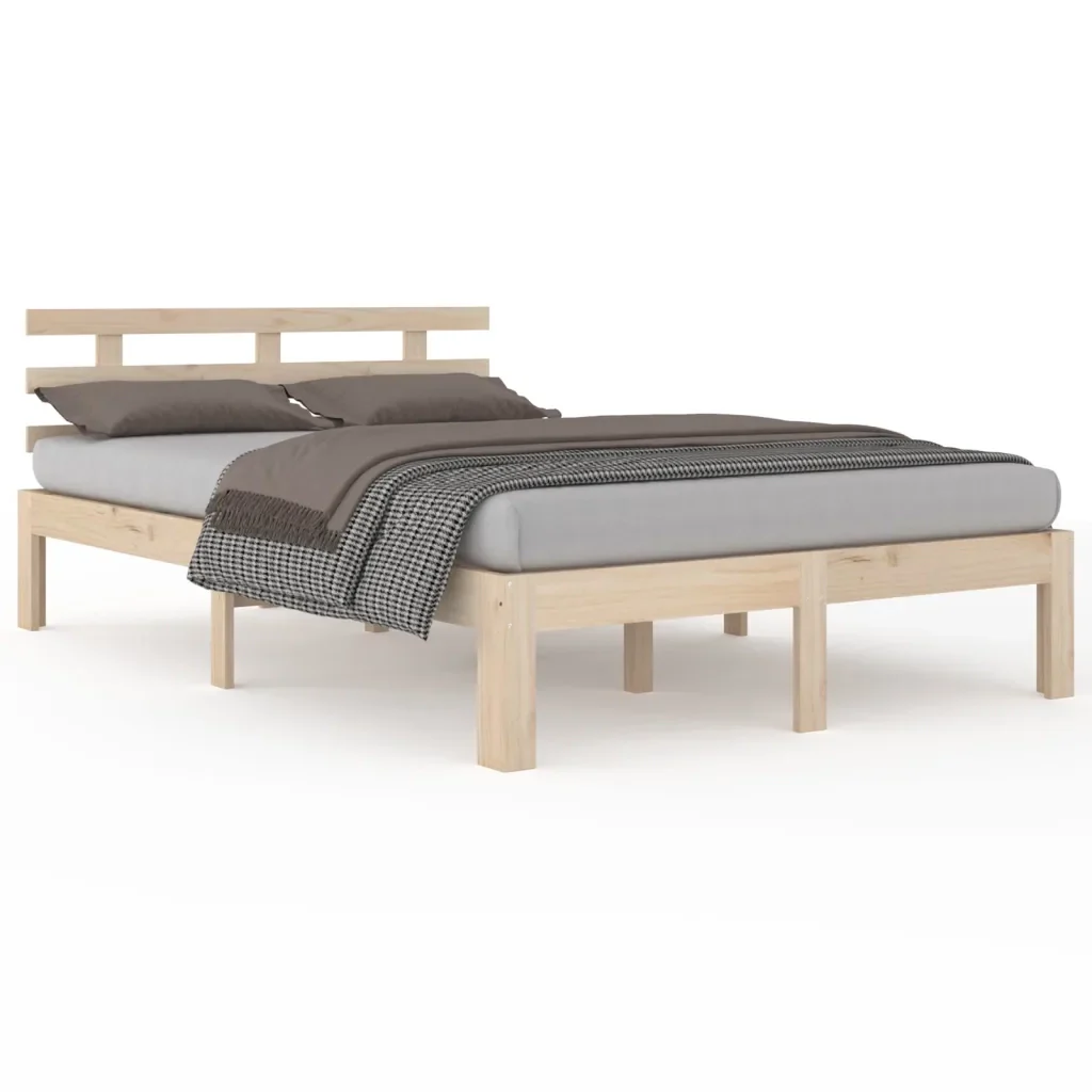 Letto matrimoniale | Letto per adulti | Giroletto senza Materasso in Legno Massello 200x200 cm