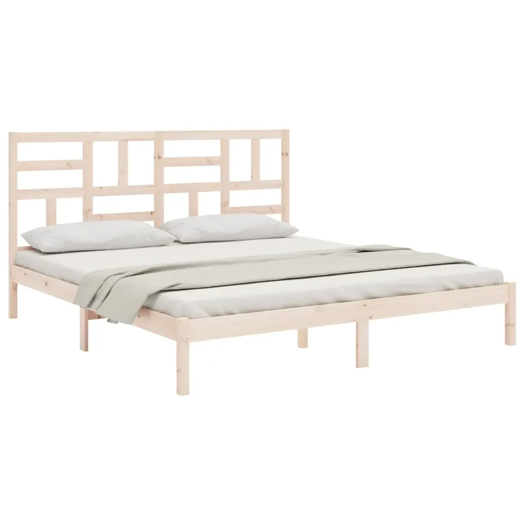 Letto matrimoniale | Letto per adulti | Giroletto senza Materasso in Legno Massello 200x200 cm - Image 3