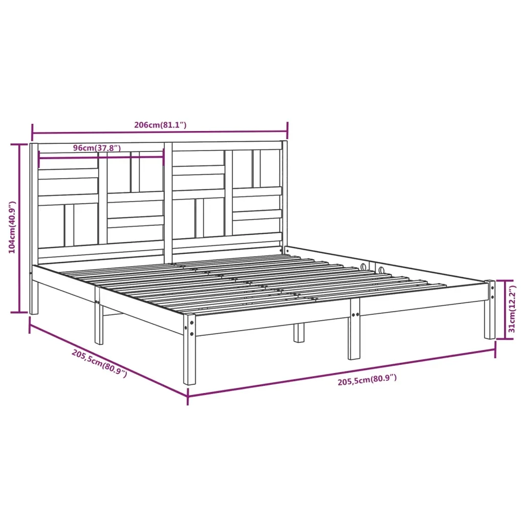 Letto matrimoniale | Letto per adulti | Giroletto senza Materasso in Legno Massello 200x200 cm - Image 6
