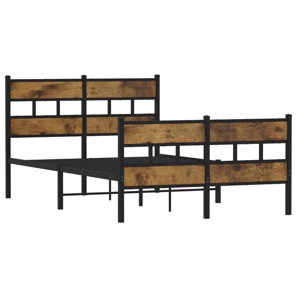 Letto matrimoniale | Letto per adulti | Giroletto senza Materasso in Metallo Rovere Fumo 120x190 cm - Image 4